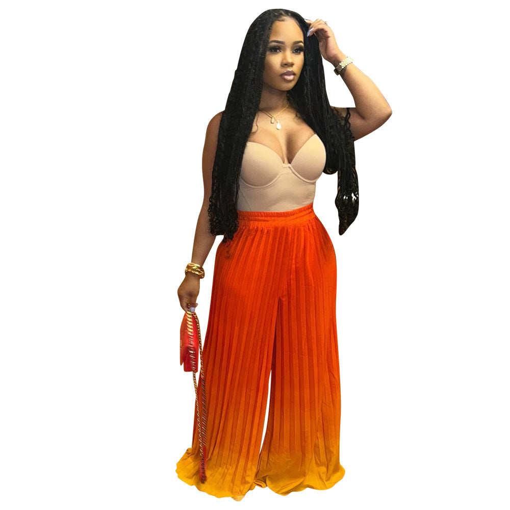 Women's Fall Winter Fashion Gradient Loose Pleated Casual Pants 5