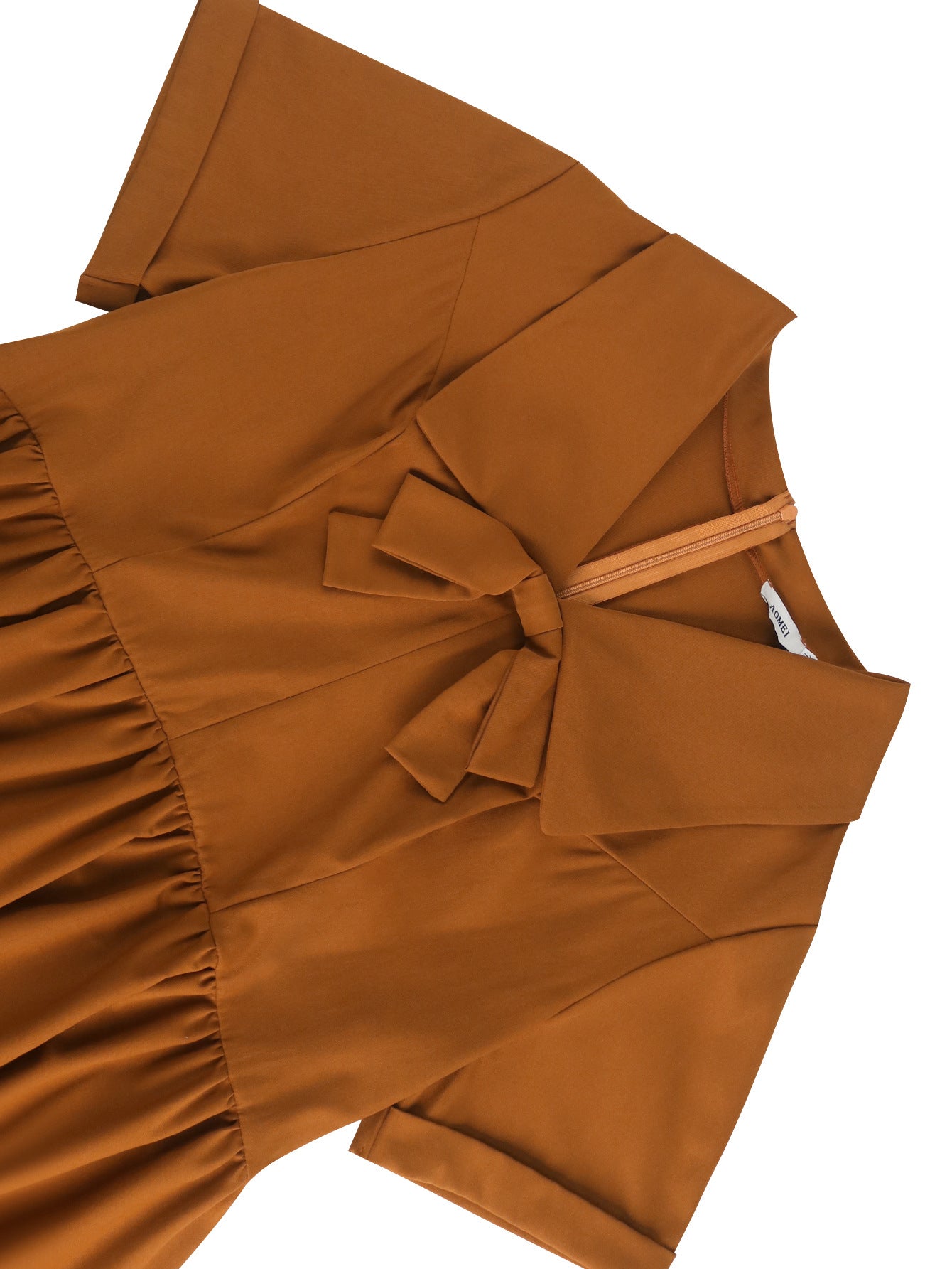 Plus Size Turned-Down Collar Lace-Up Bow Decoration A-Line Dress 13