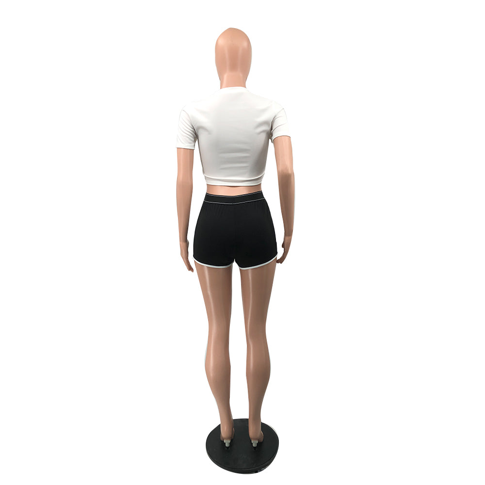 fashion Letter Printed short-sleeved T-shirt and shorts two pieces Set 8