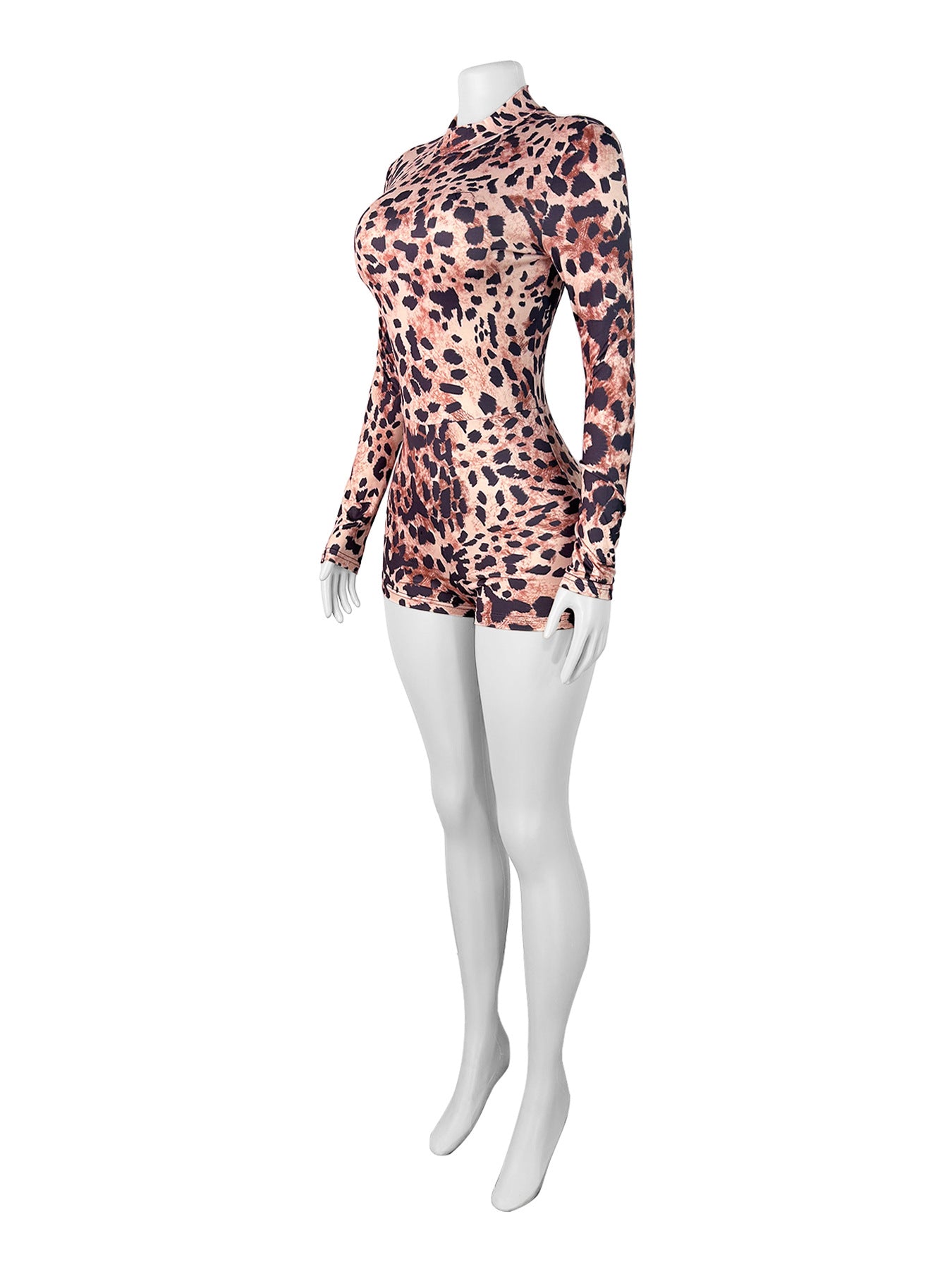 Women Leopard Zipper Print Jumpsuit 12