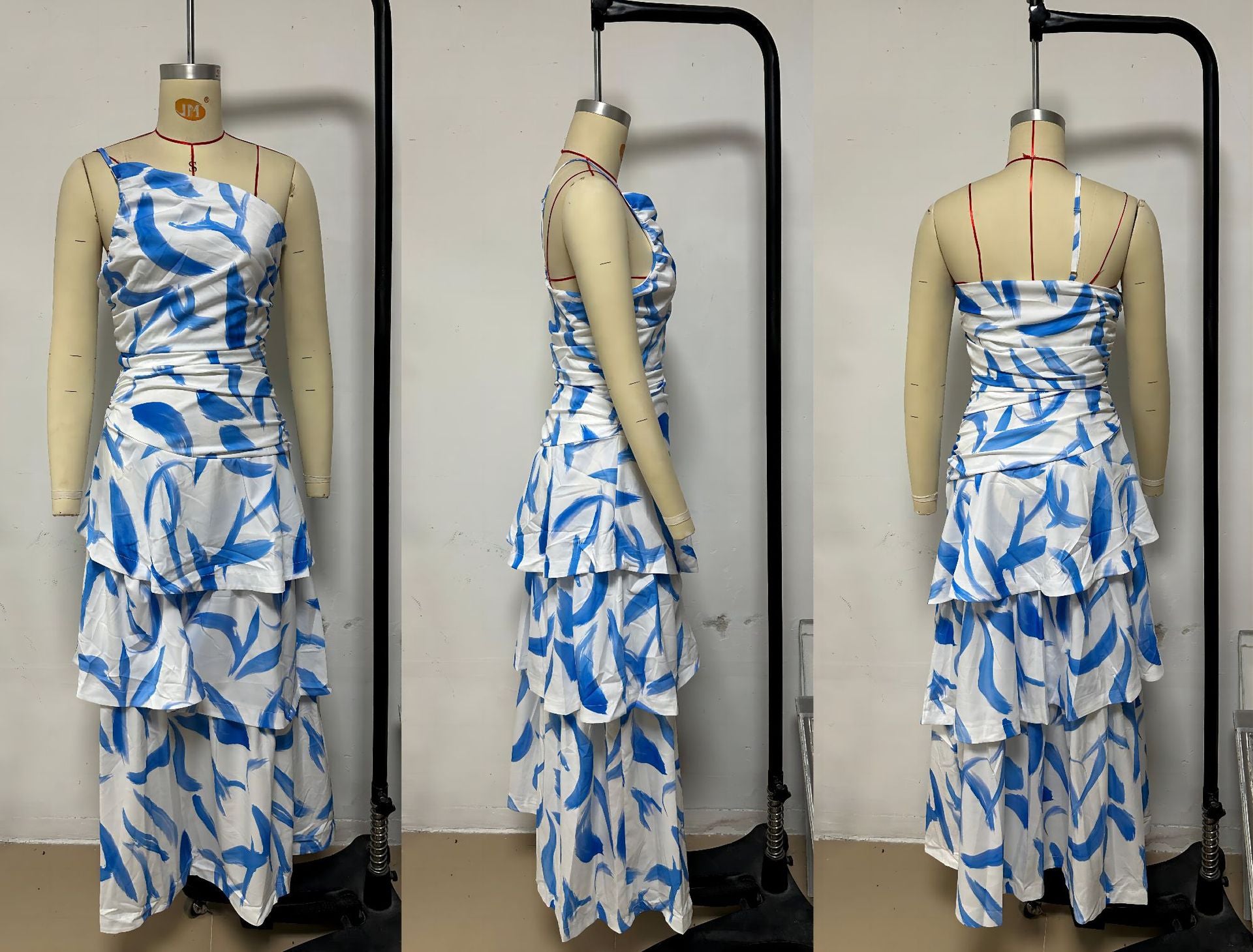 Women Summer One-shoulder strap print dress 9