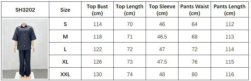 Fashion Spring Summer Casual Shirt Wide Leg Trousers Women Two-Piece Set 10