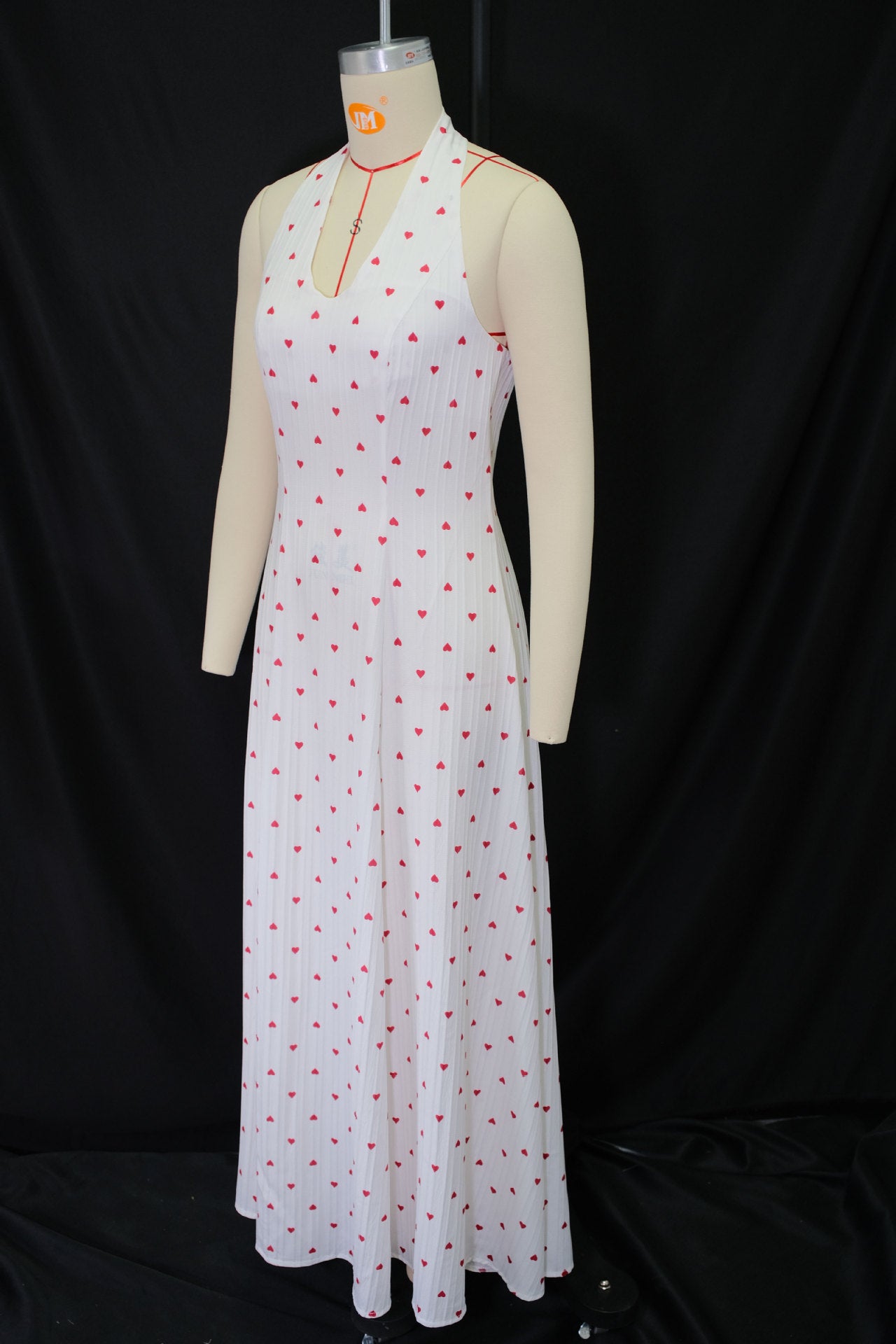 Women's Summer Halter Neck/V-Neck Printed High Waist Long Dress 9