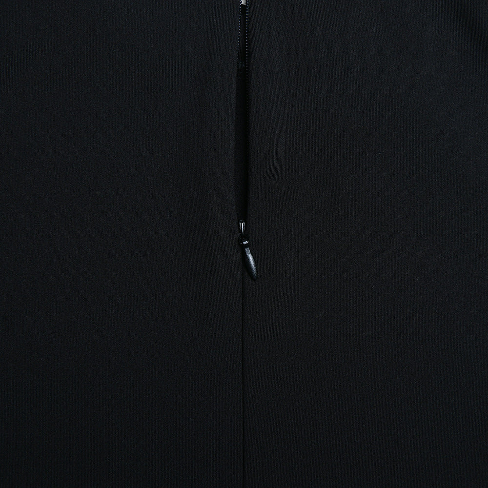 Women Round Neck Patchwork See-Through Long Sleeve Dress 22