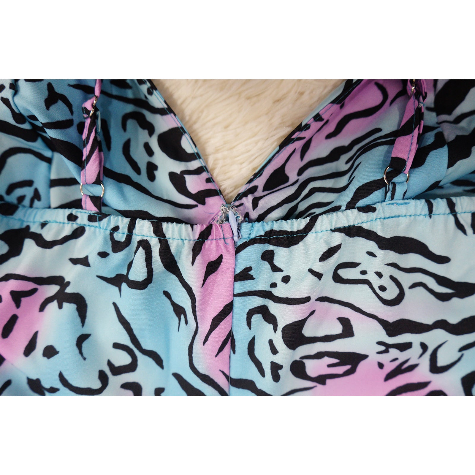 Ladies Fashion Printed Strap Pleated Jumpsuit 22