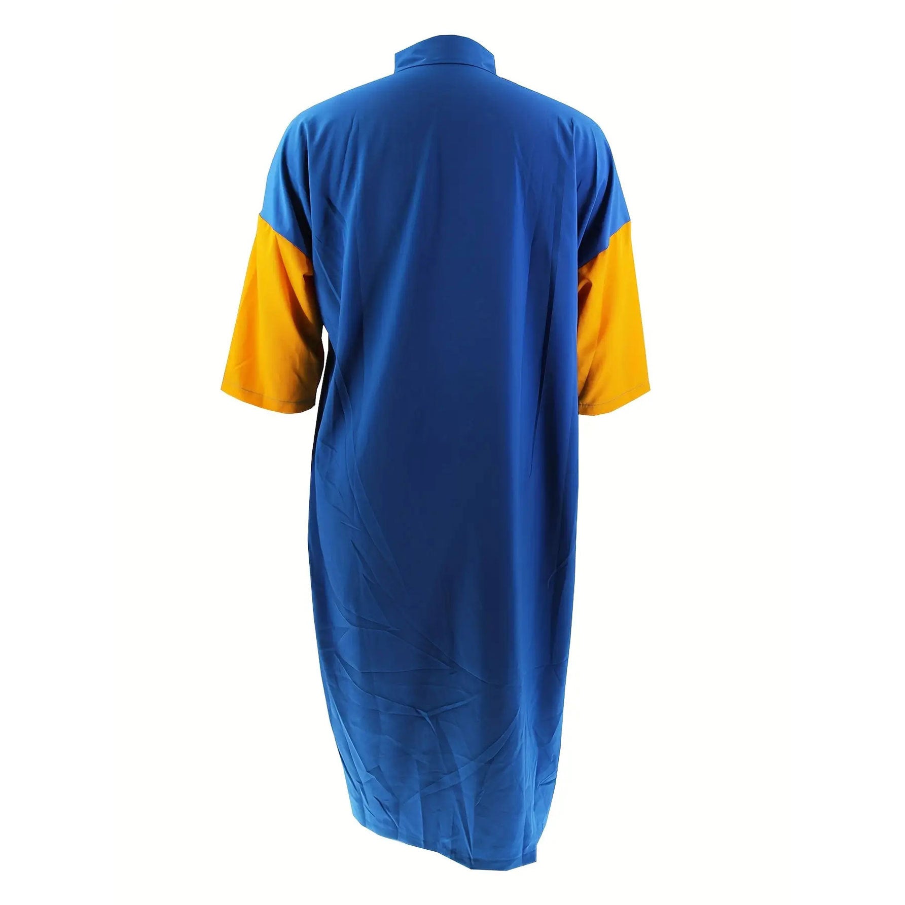 Contrast Color Patchwork Plus Size Women's Turndown Collar Half Sleeve Long Shirt Dress 9
