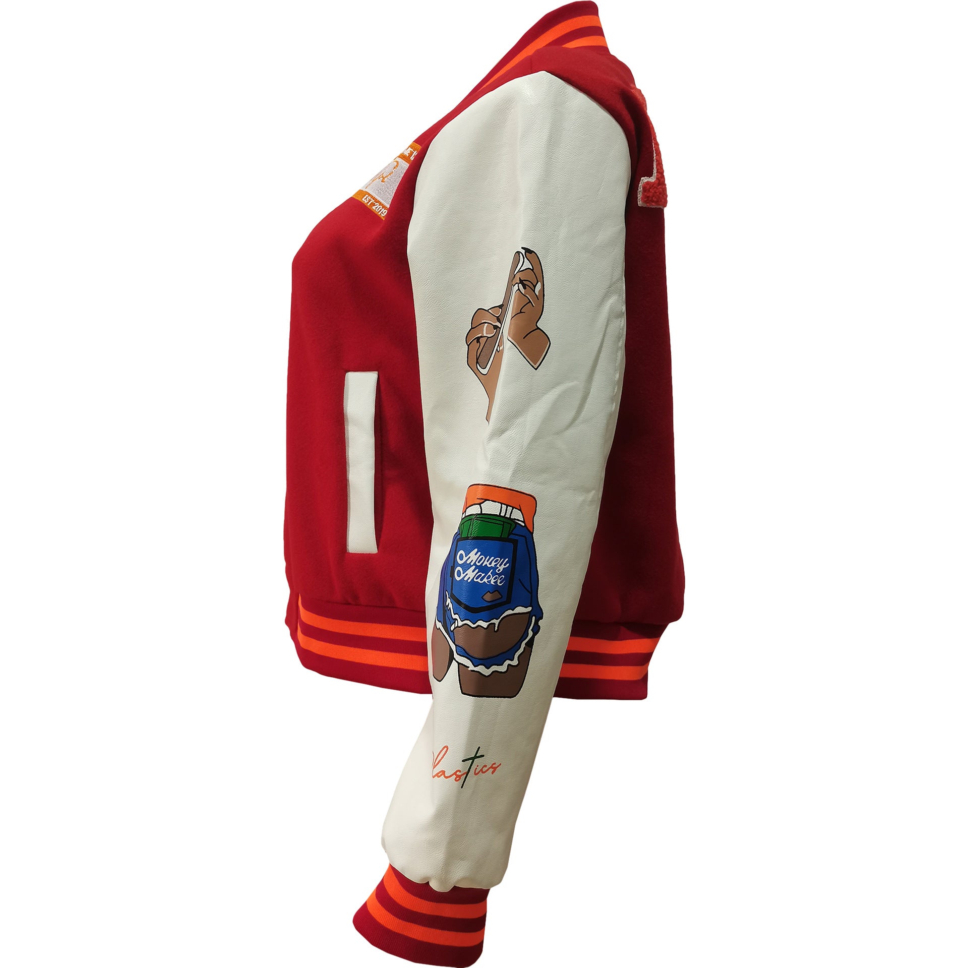 Women Fashion Velvet Print Embroidered Baseball Jacket 42