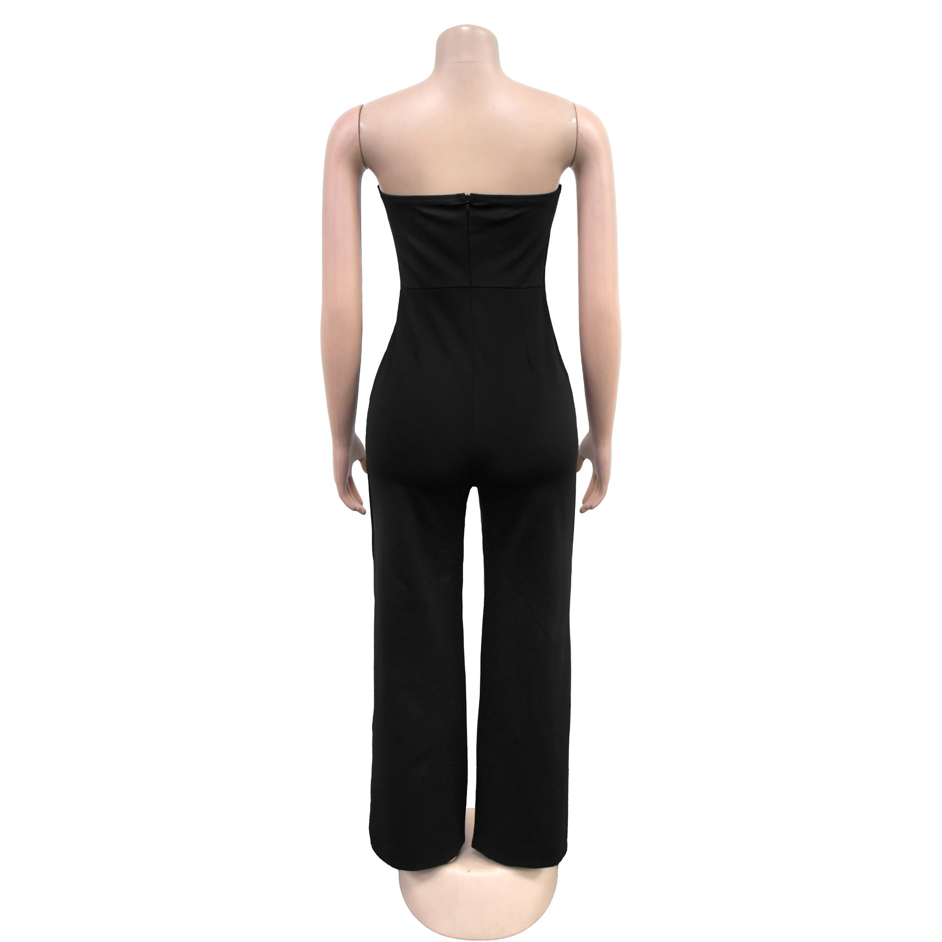 Women Sexy Strapless Backless Button Jumpsuit 5