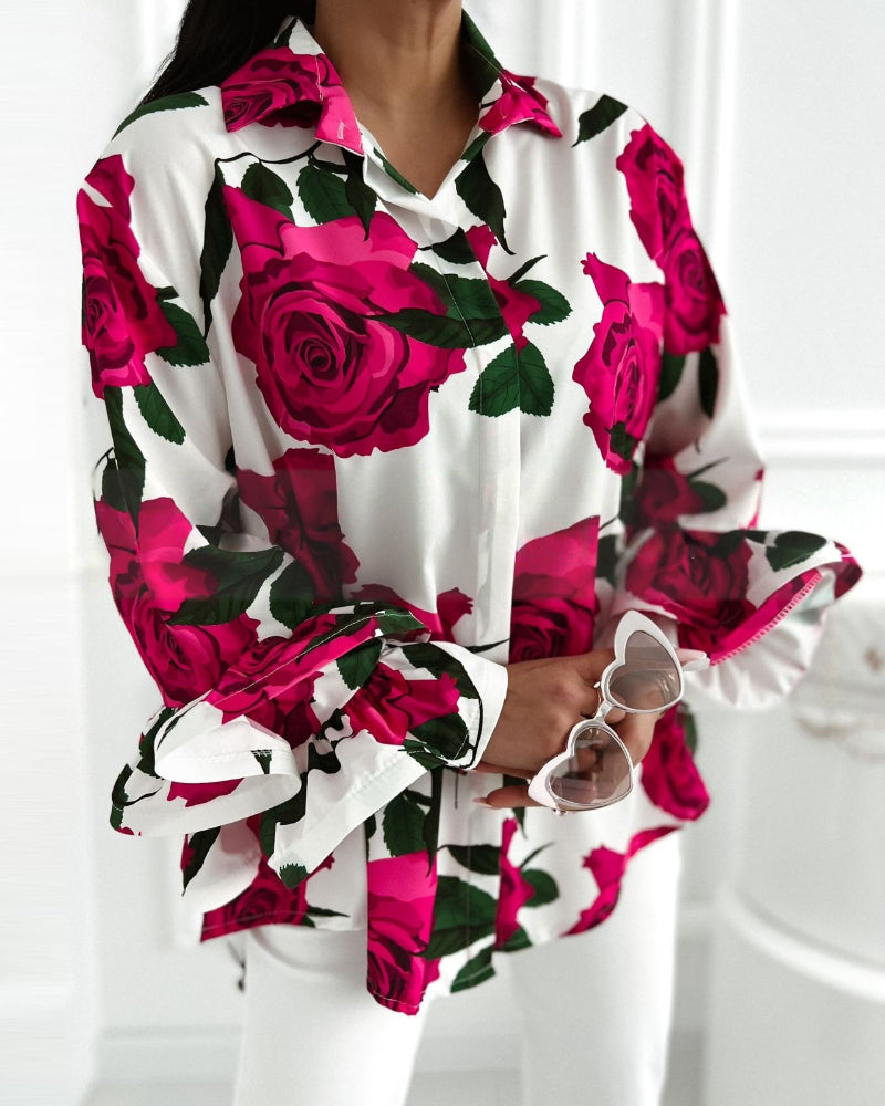 Women Rose Long-sleeved Shirt 3