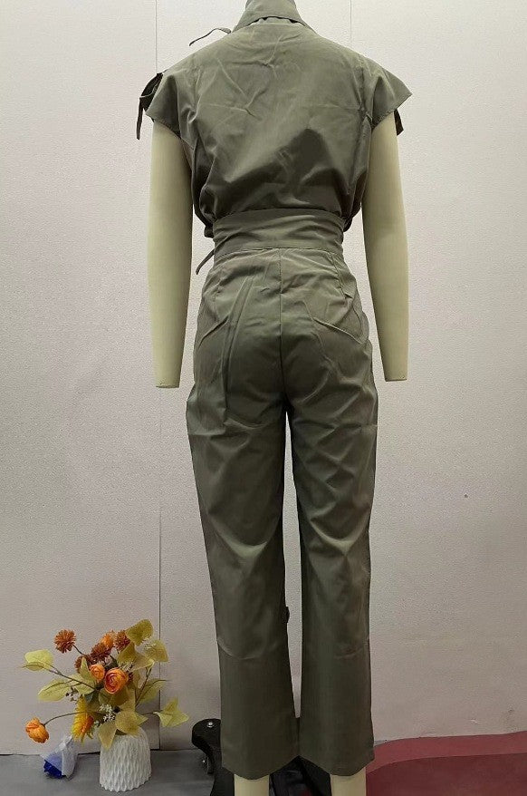 Women Summer Style Top and Belt Pant Two-Piece Set 21