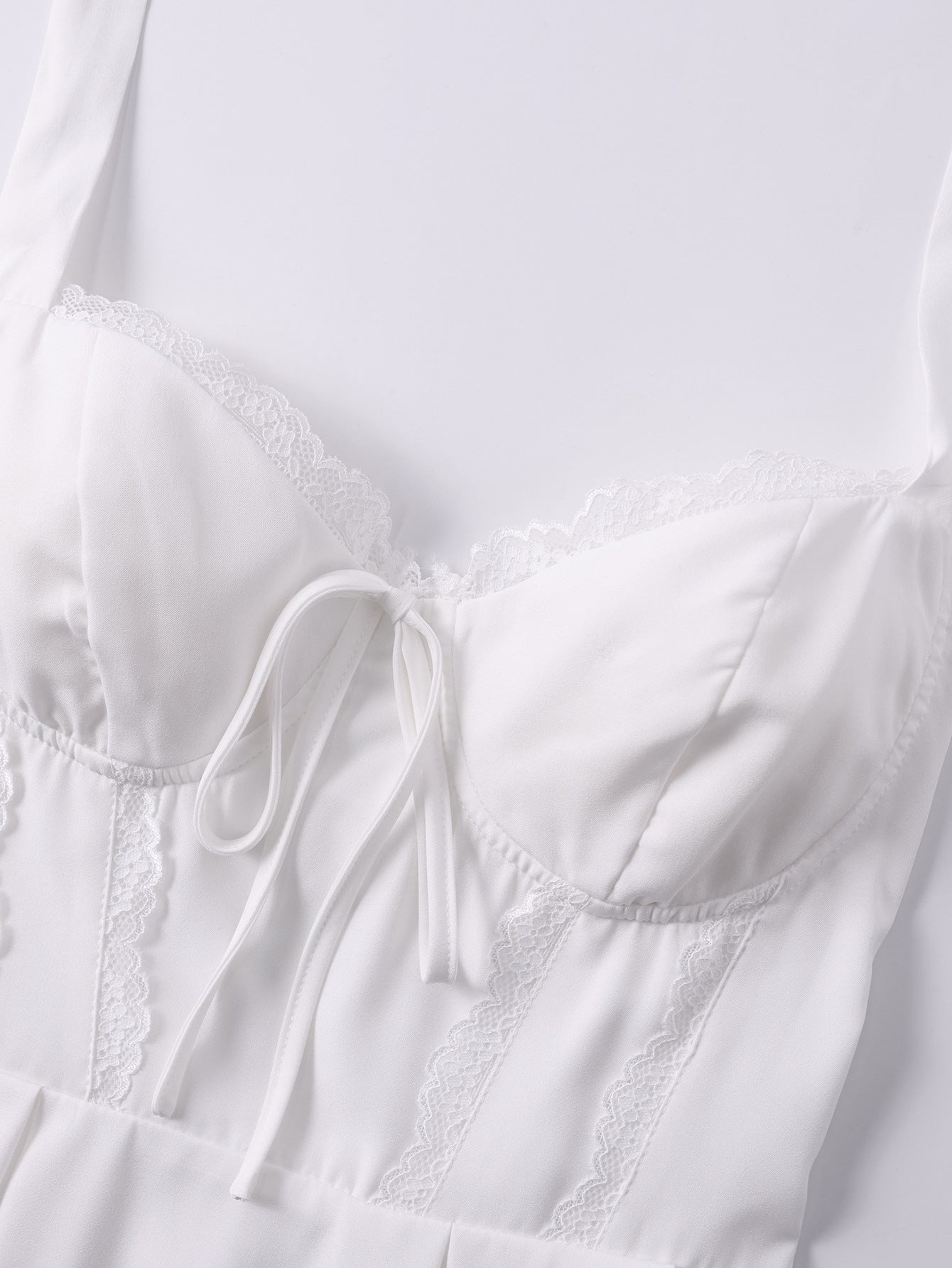 Lace Patchwork Halter Lace-Up A-Line Dress 22