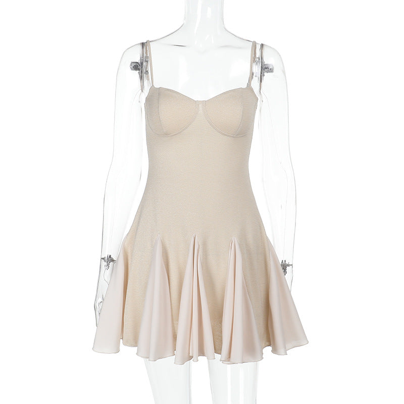 Women summer sexy French patchwork strap dress 6