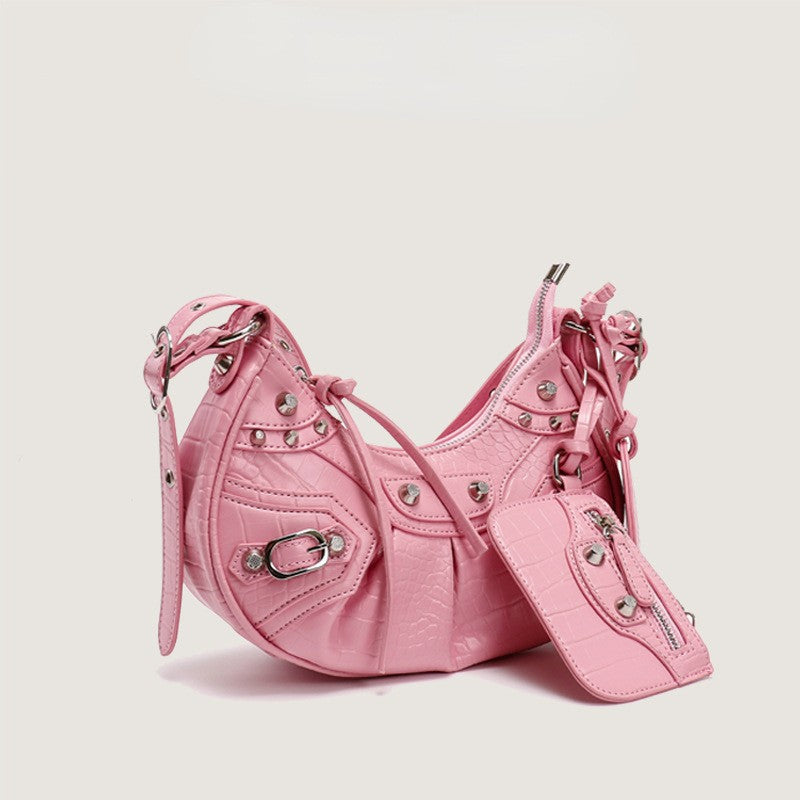 Underarm Bag Rivet Tassel Three-in-one Pleated Bag Shoulder Messenger Bag