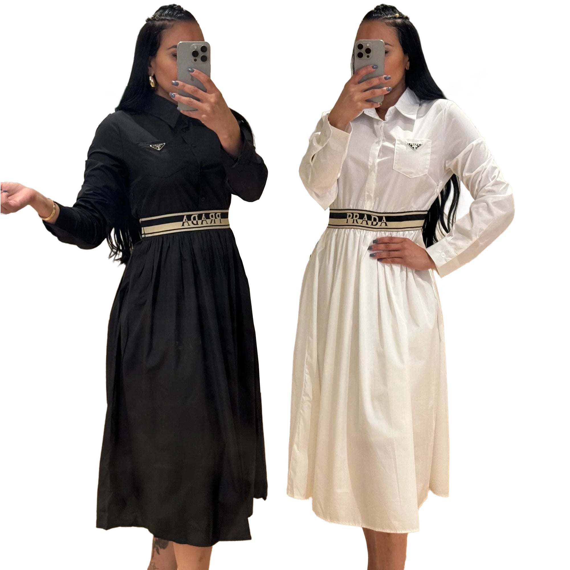 Women Autumn and Winter Elegant Shirt Dress (with Pockets) 12