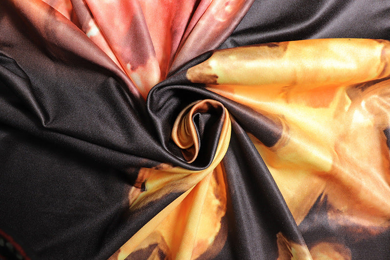 Digital Print Round Neck Top Maxi Skirt Two-Piece Set 15