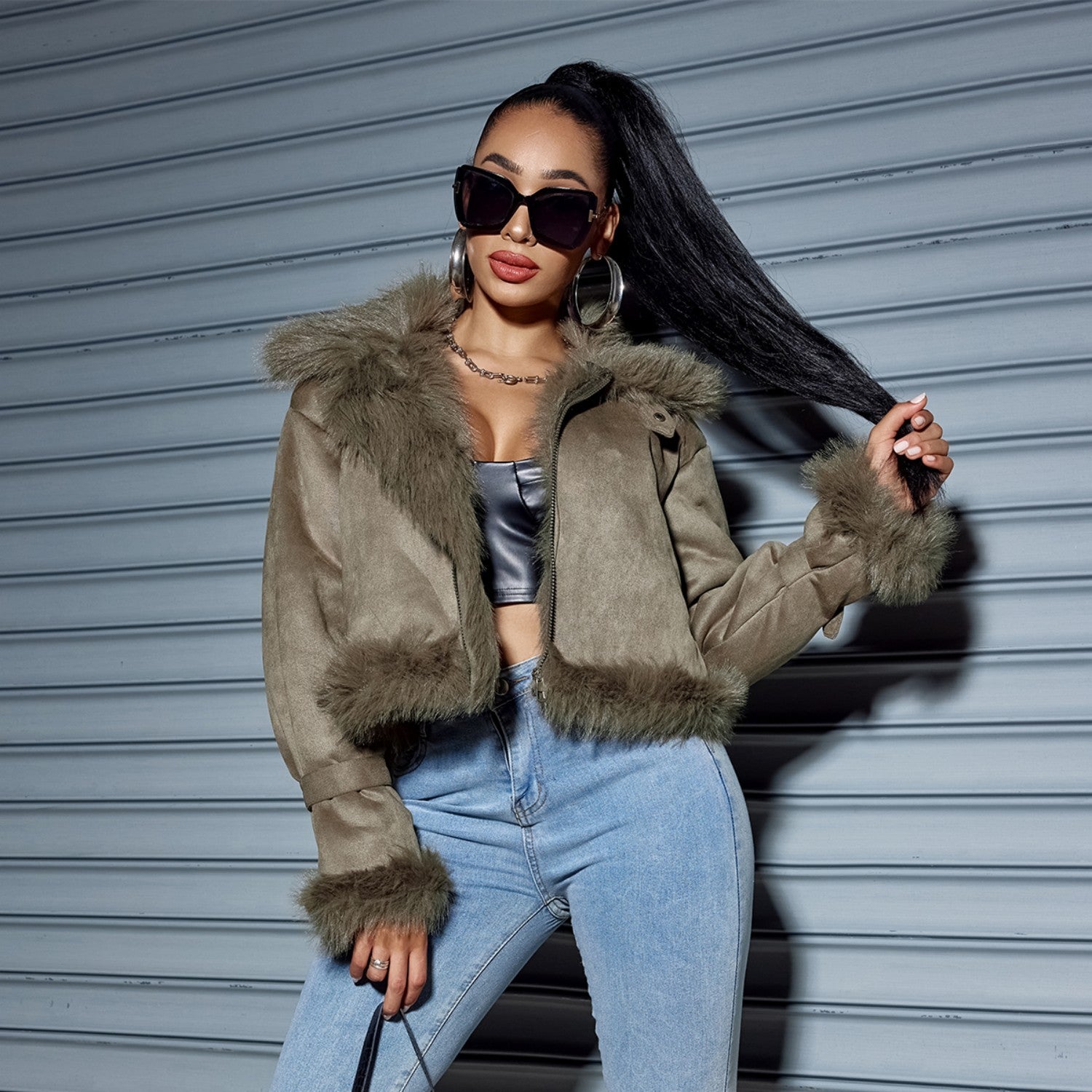 Suede Short Jacket Women Autumn And Winter Coat 3