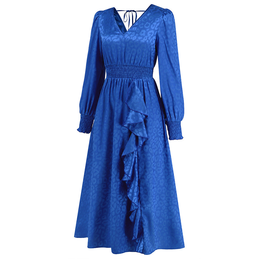 Plus Size Women V Neck Long Sleeve Leopard Print Dress 20