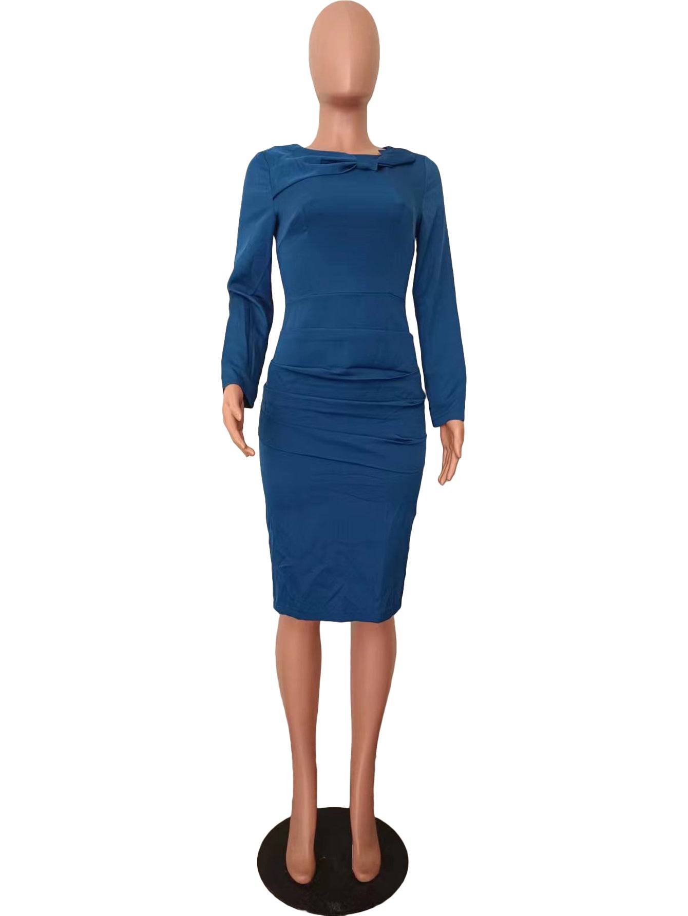 Women Solid Long Sleeve Patchwork Dress 18