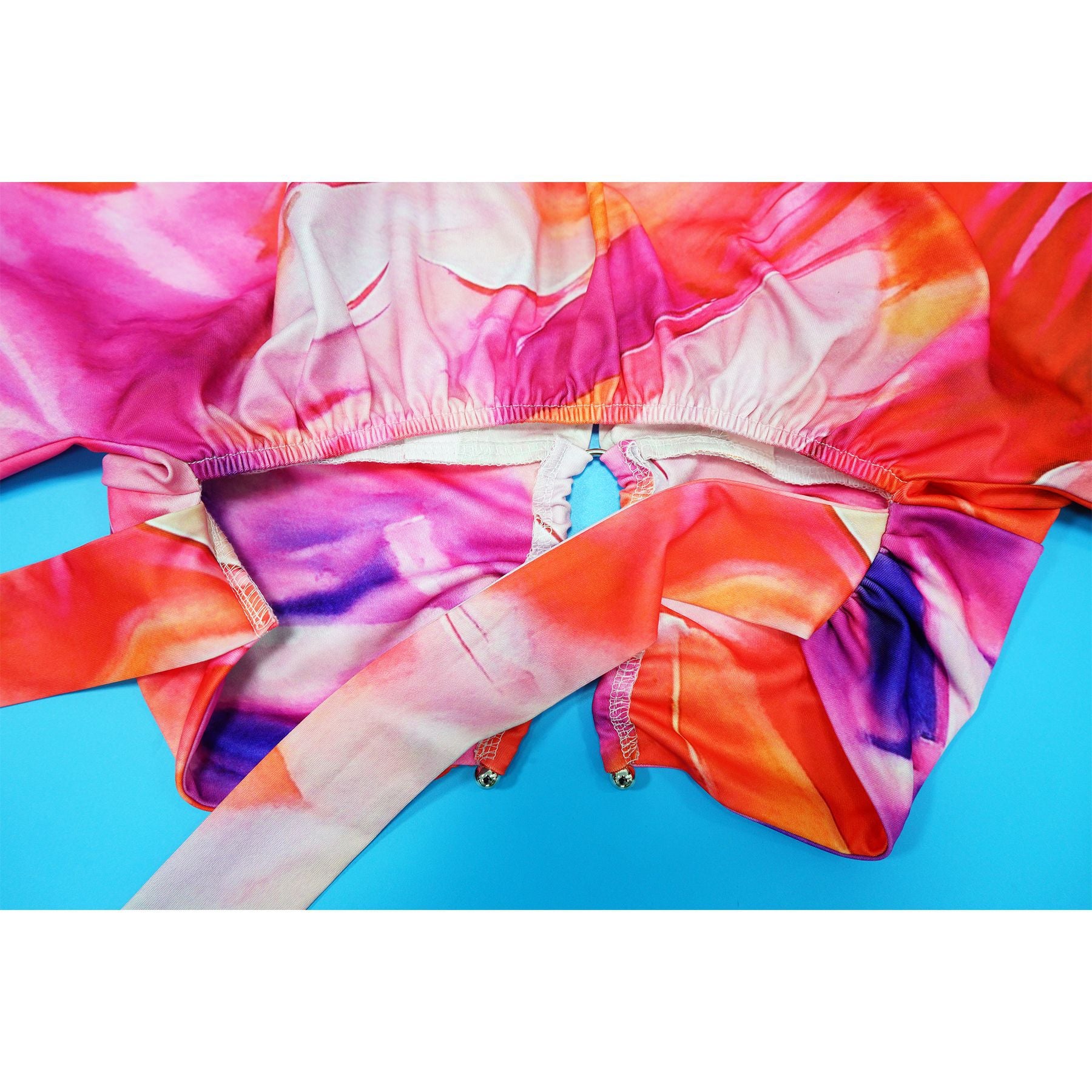 Summer Sexy Printed V Neck Top Side Slit Long Skirt Two Piece Set 18