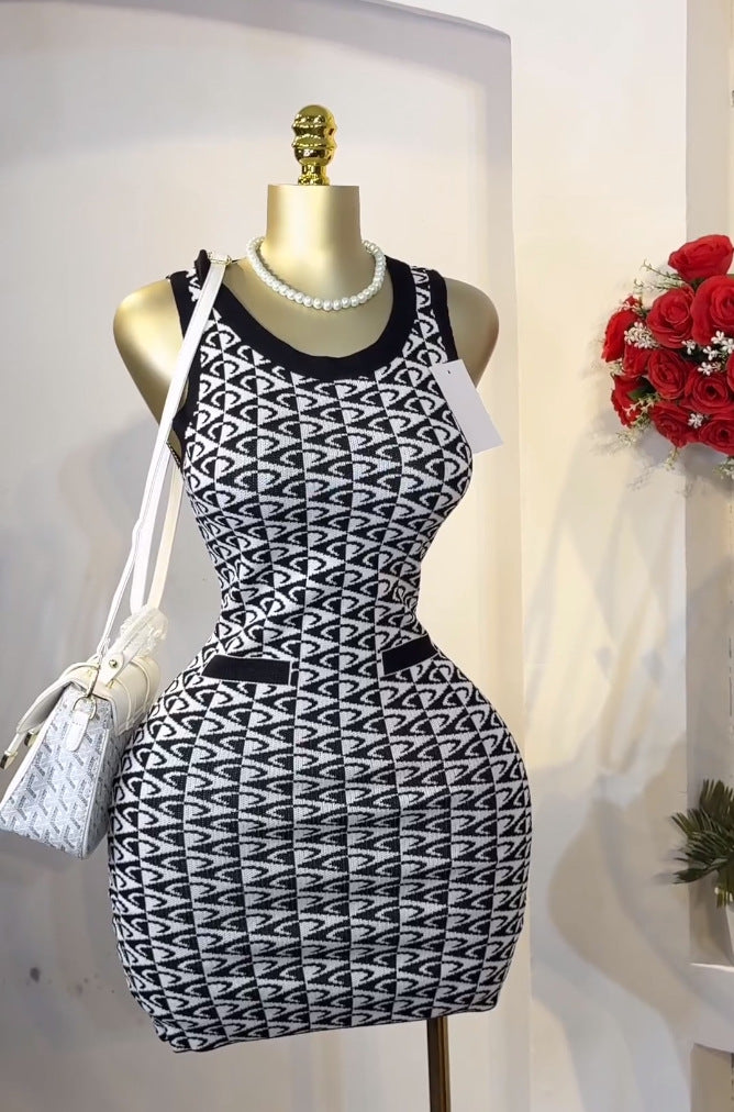 Women Sleeveless Bodycon Knitting Dress