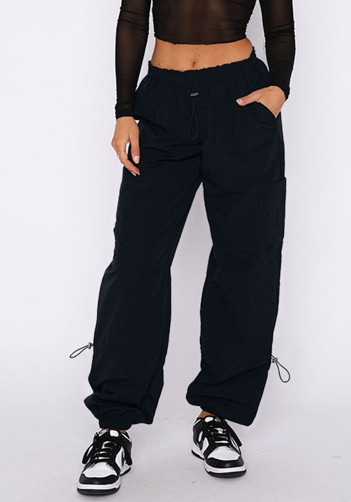 Women's Loose Lace-Up Multi-Pocket Stretch Cargo Casual Pants