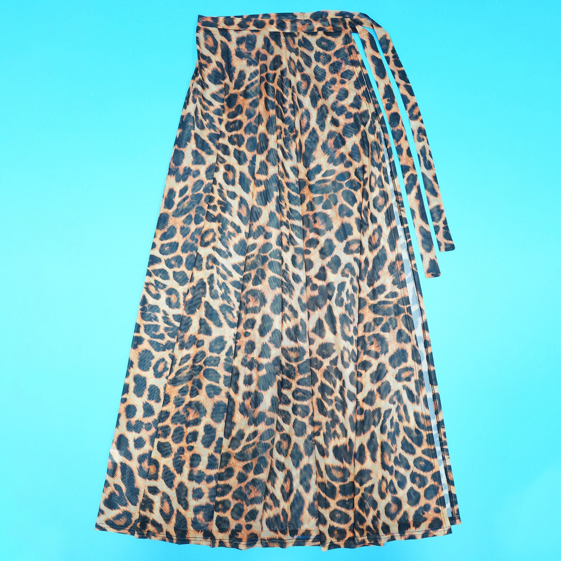 Women Sexy Leopard Print See-Through Bodysuit and Slit Skirt Two-Piece Set 16