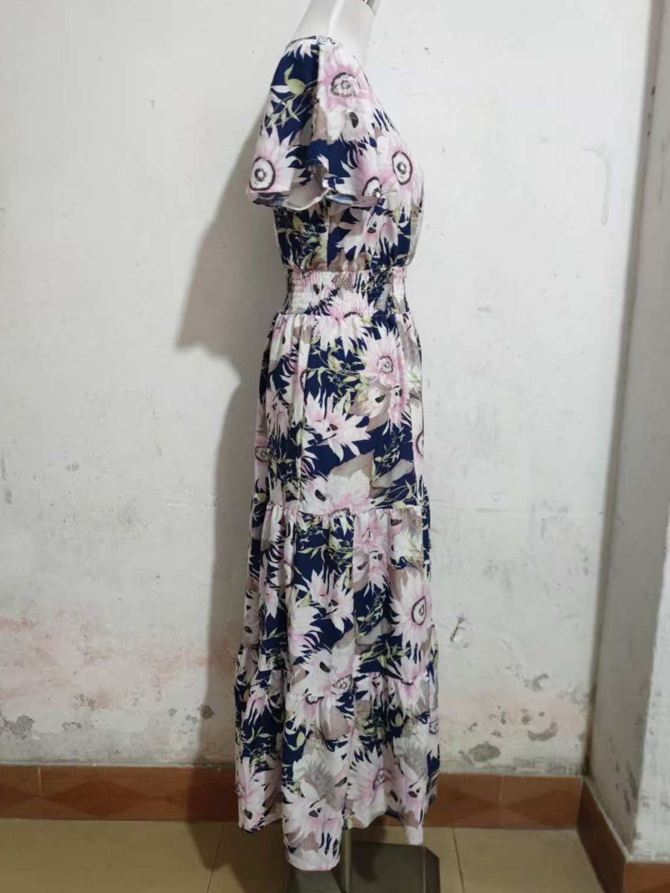 Women Printed V-Neck Short Sleeve Holidays Dress 8