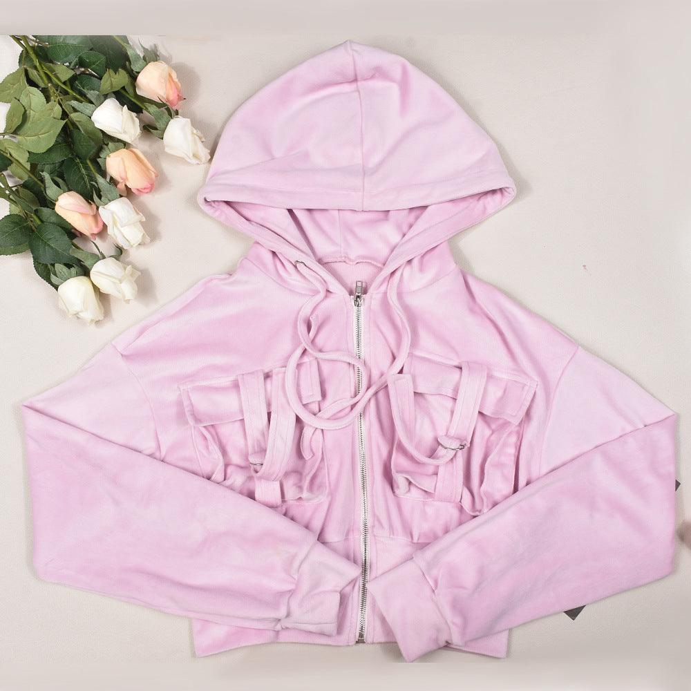 Women autumn and winter long-sleeved hooded Hoodies fleece and Skirt two-piece set 13