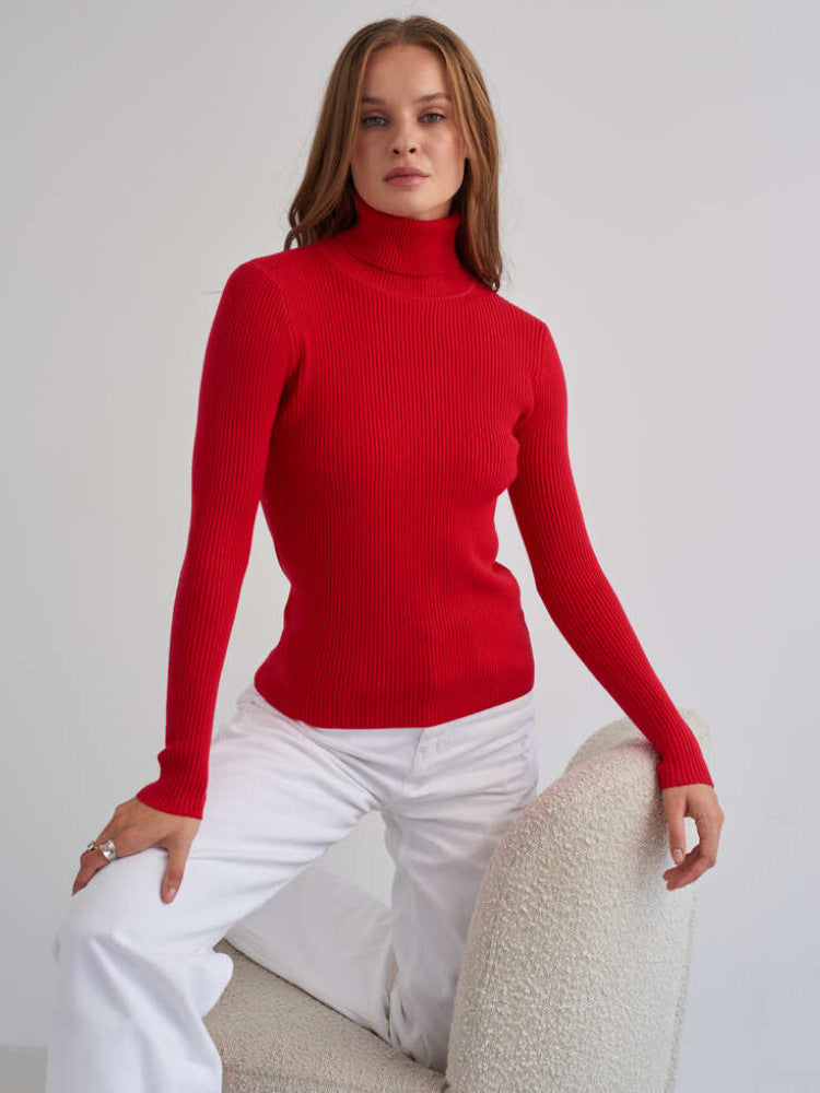 Autumn Turtleneck Pullover Sweater Knitting Basic Shirt For Women 7