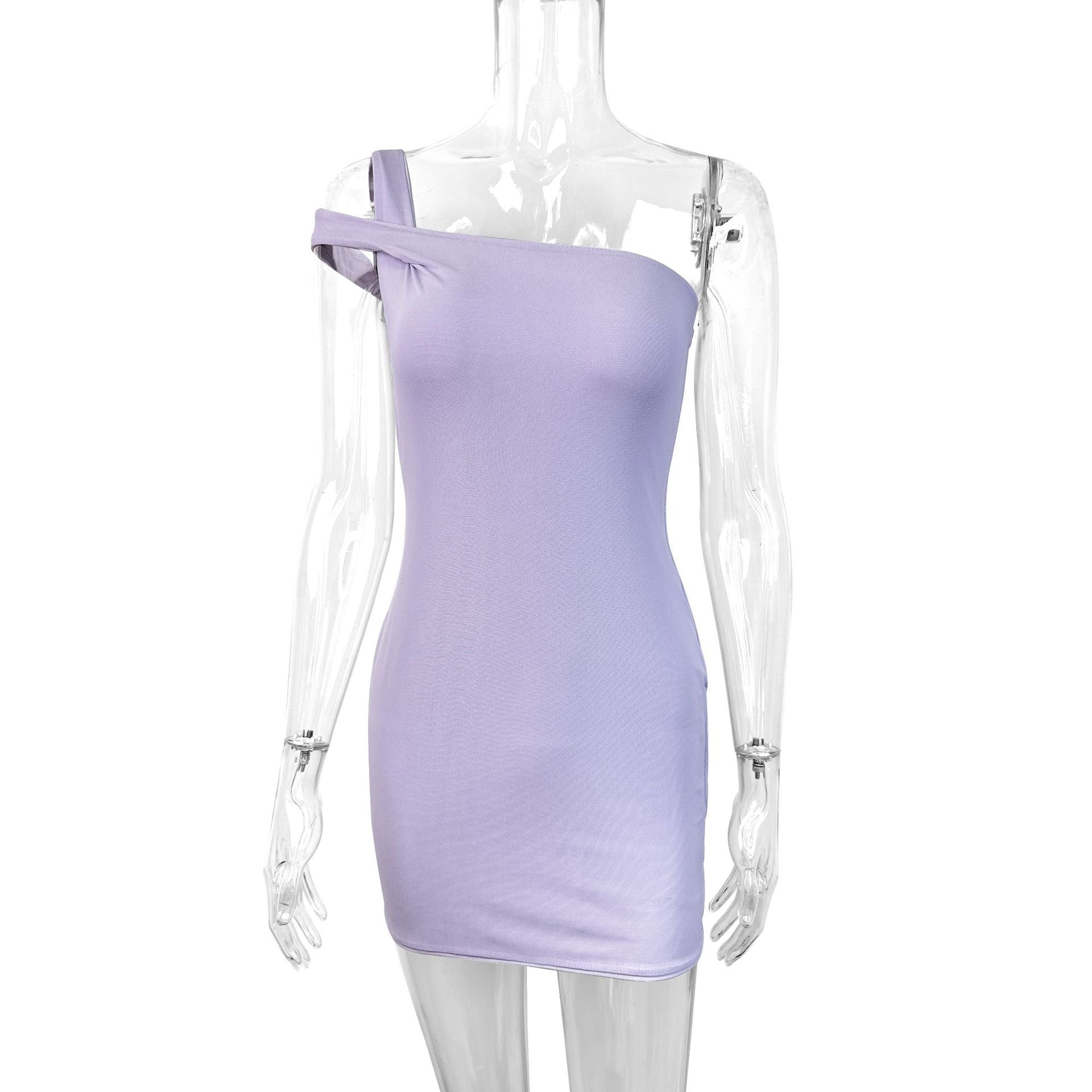 Women summer sexy suspender slash shoulder collar bodycon dress 7