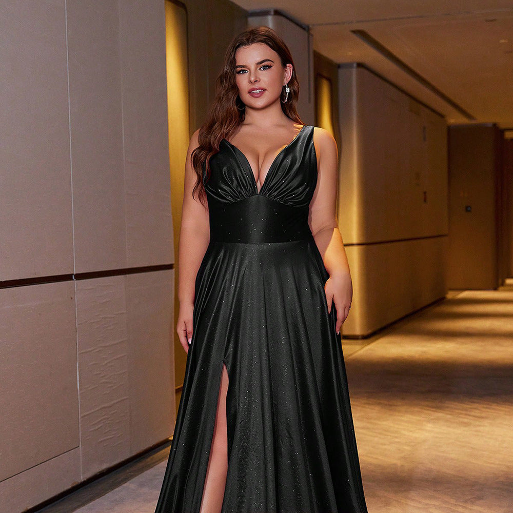 Spring Summer Fashion Elegant Plus Size Strap Slim Formal Party Long Dress 5