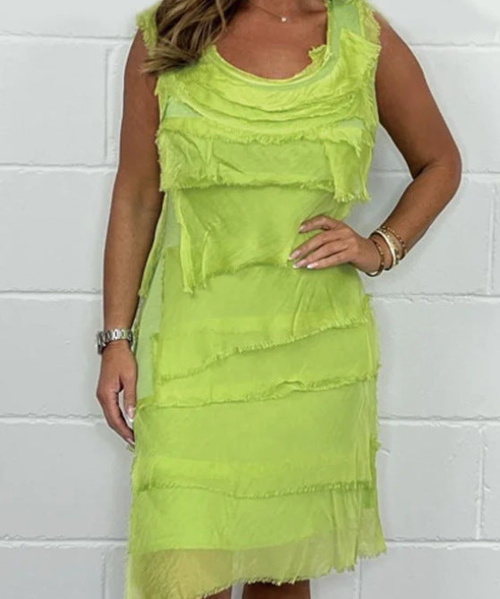 Summer Women's Clothing Casual A-Line Solid Color Dress 11