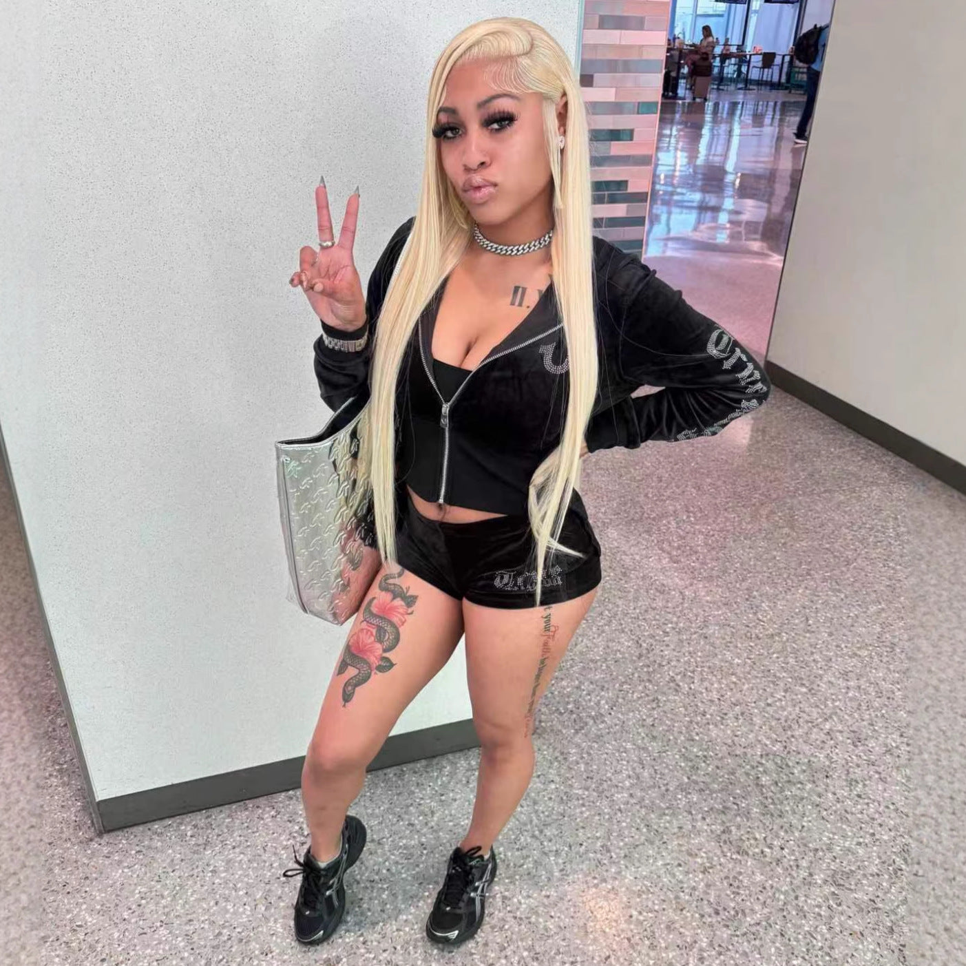 Women Beaded Jacket and Shorts Two-Piece Set 6