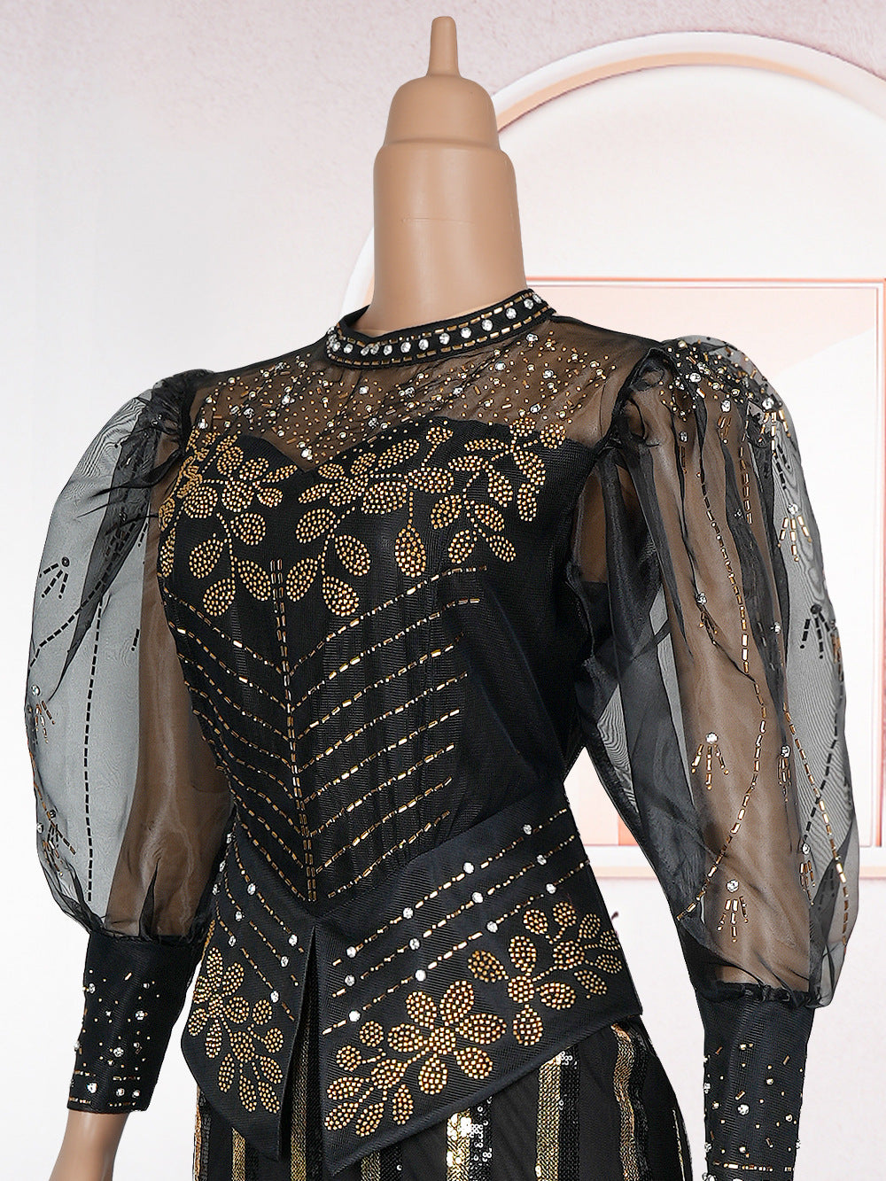 Plus Size African Women beaded formal party sequin dress 9