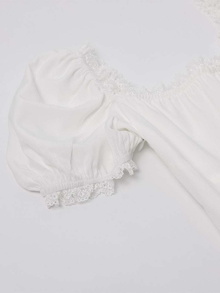 Women Square Neck sexy lace Patchwork Backless pleated dress 9