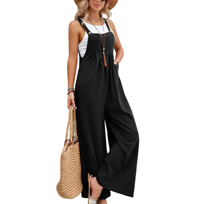 Women Solid Casual Overalls 15