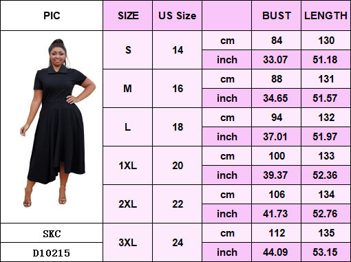 Plus Size Women Turndown Collar Irregular Elegant Dress 18