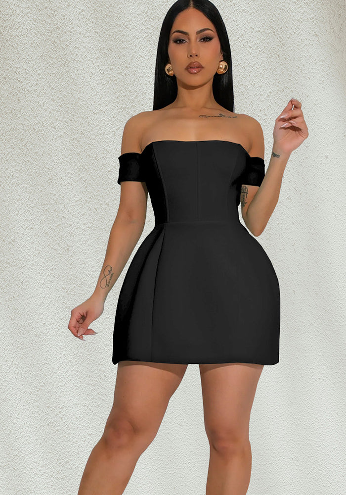 Summer Elegant Solid Color Off-Shoulder Slim Dress