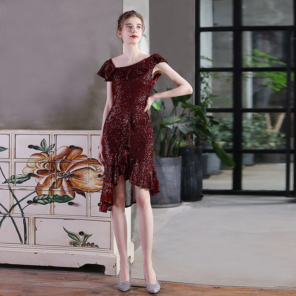 Plus Size Women Sequin Formal Party Midi Evening Dress