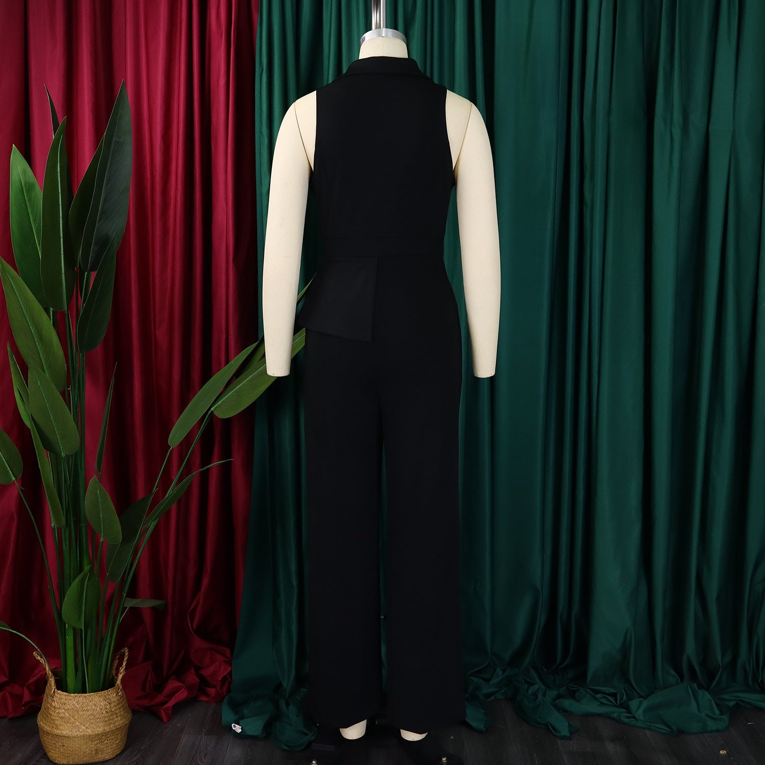 Women's Turndown Collar Sexy Fashion Chain Casual Wide Leg Africa Jumpsuit 15