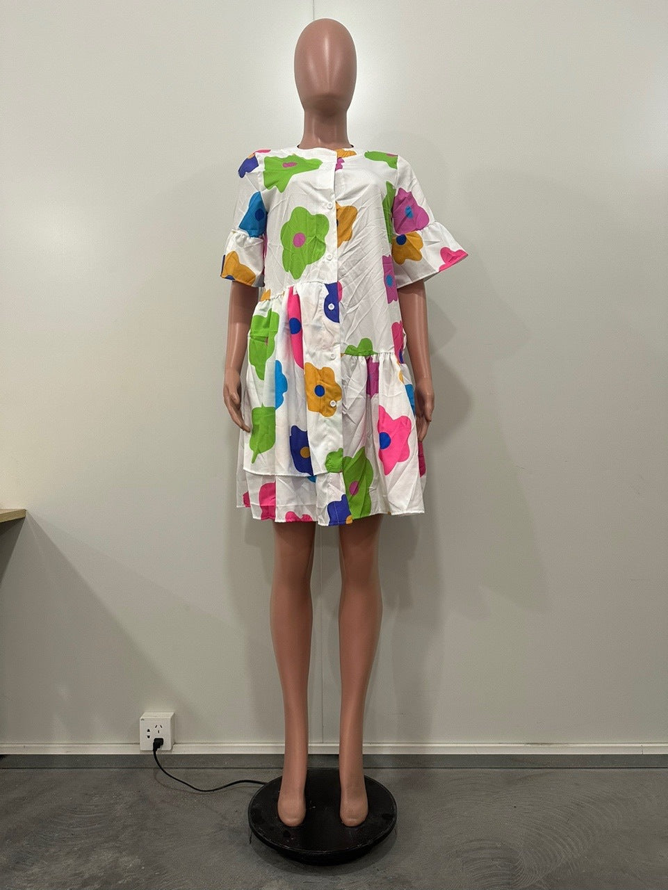 Spring/Summer Wide Sleeve Casual Loose Print Dress for Women 5