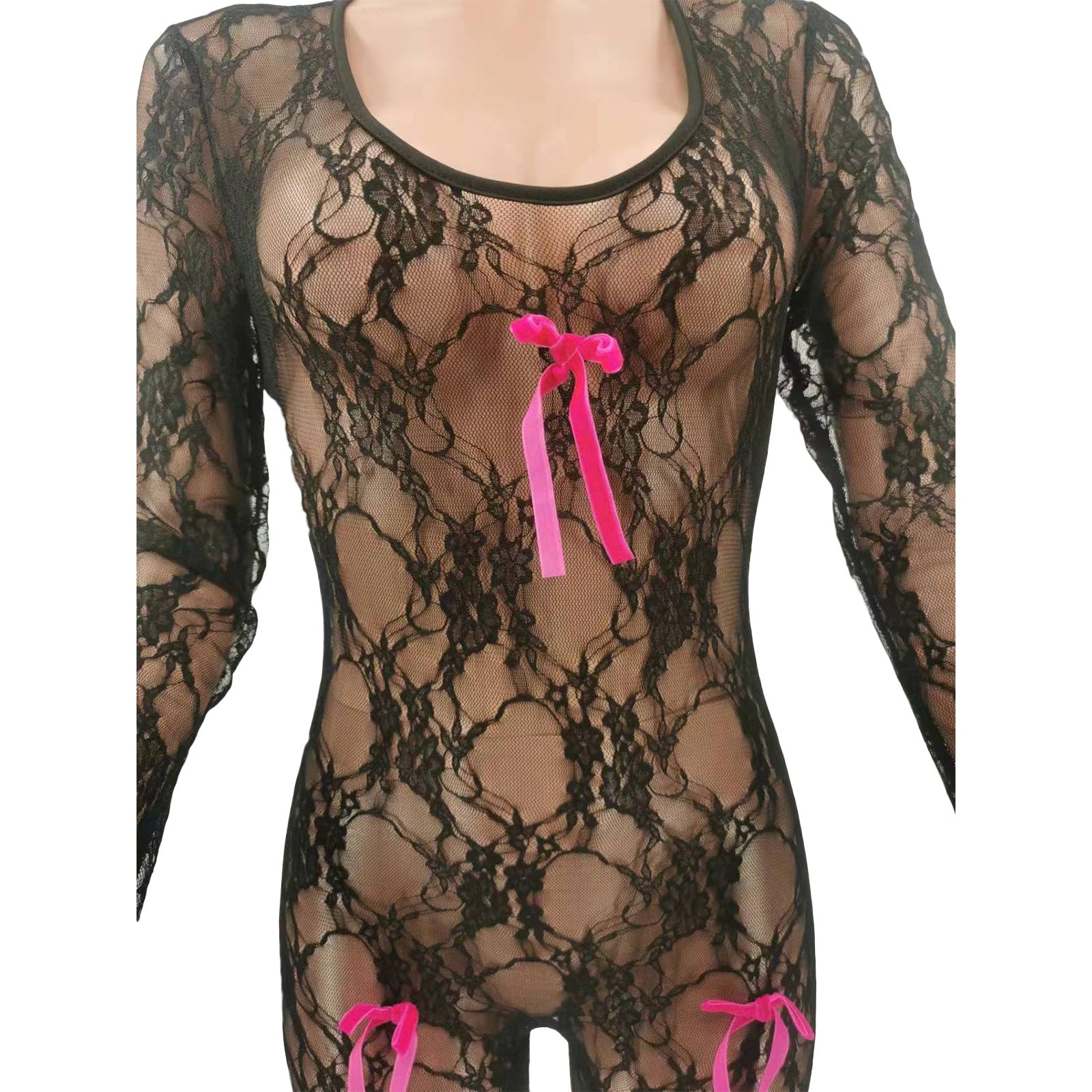 Women's Clothing Sexy Bow Lace Jumpsuit 10