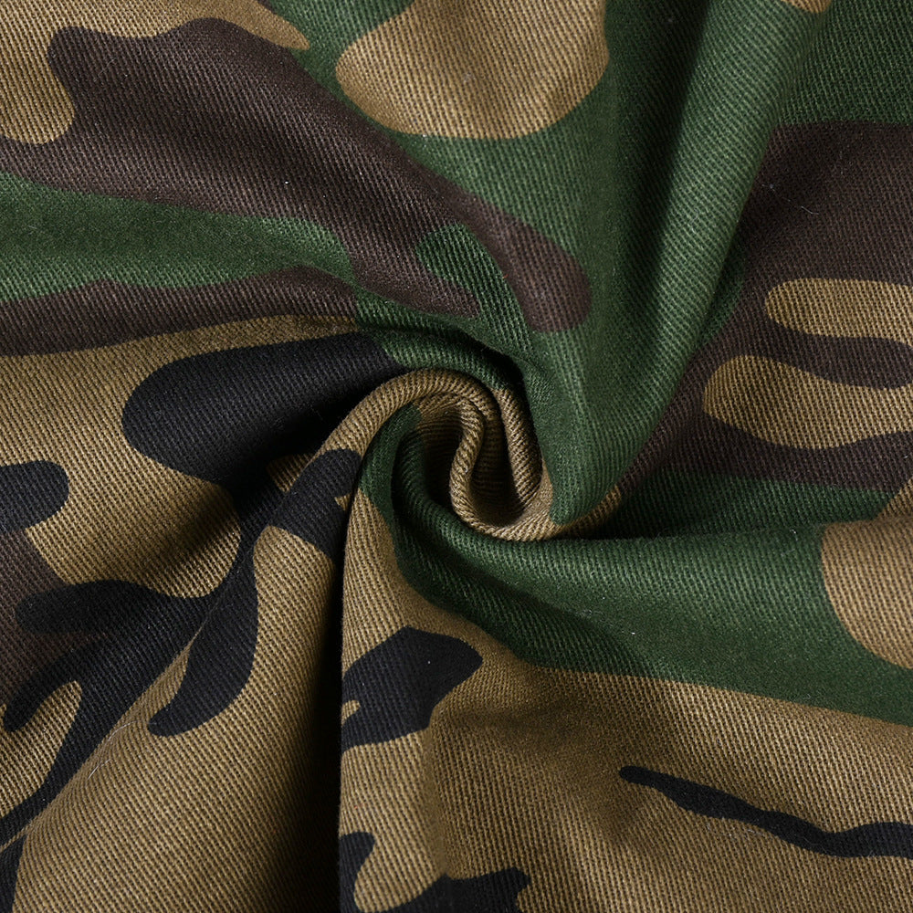 Elastic Waist Women's Spring and Summer Pocket Outdoor Fashion Style Camouflage Washed Skirt 11