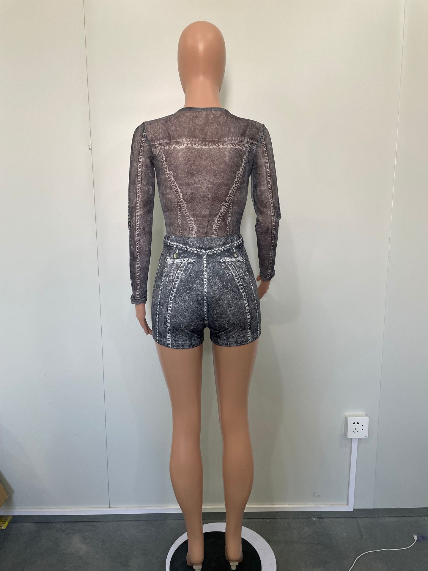 Women Mesh Bodysuit and Print Skirt two-piece set 22