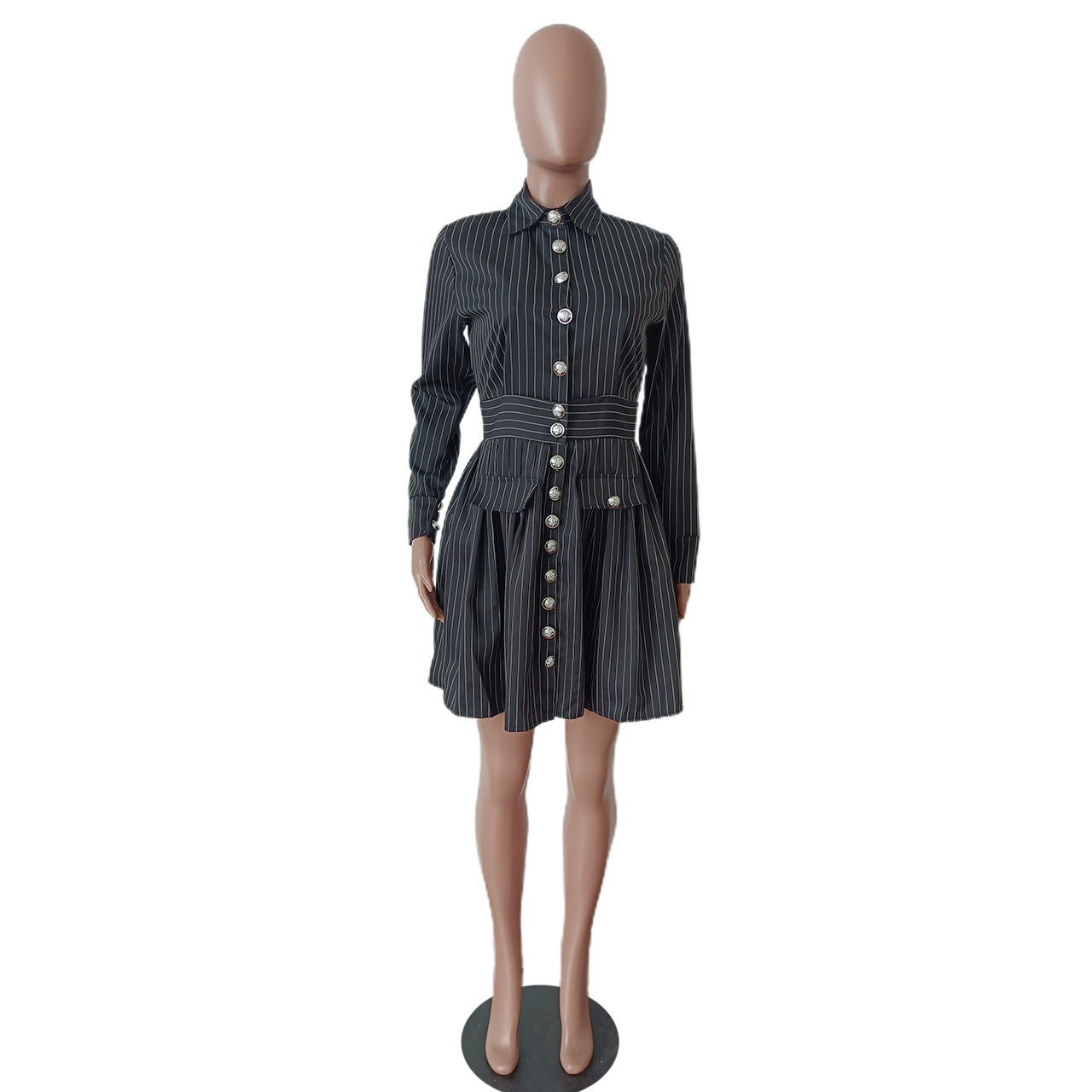 Women long sleeve shirt pleated skirt 19