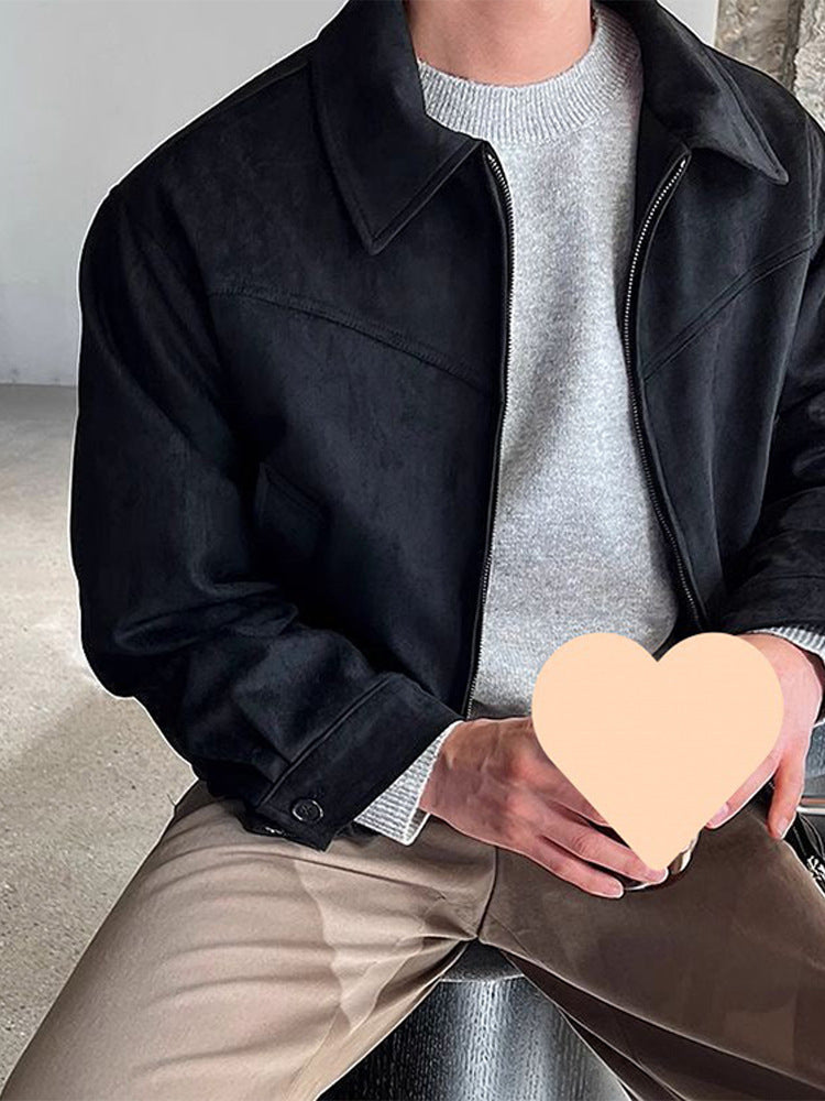 Stylish Casual Solid Color Zipper Turndown Collar Men's Jacket 5