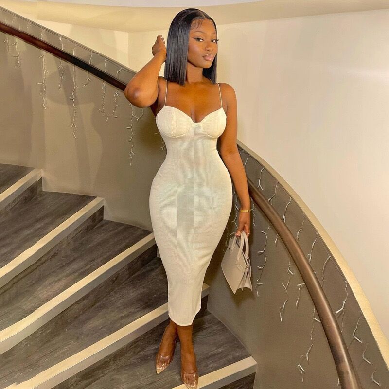 Women Summer Solid Bodycon Maxi Dress