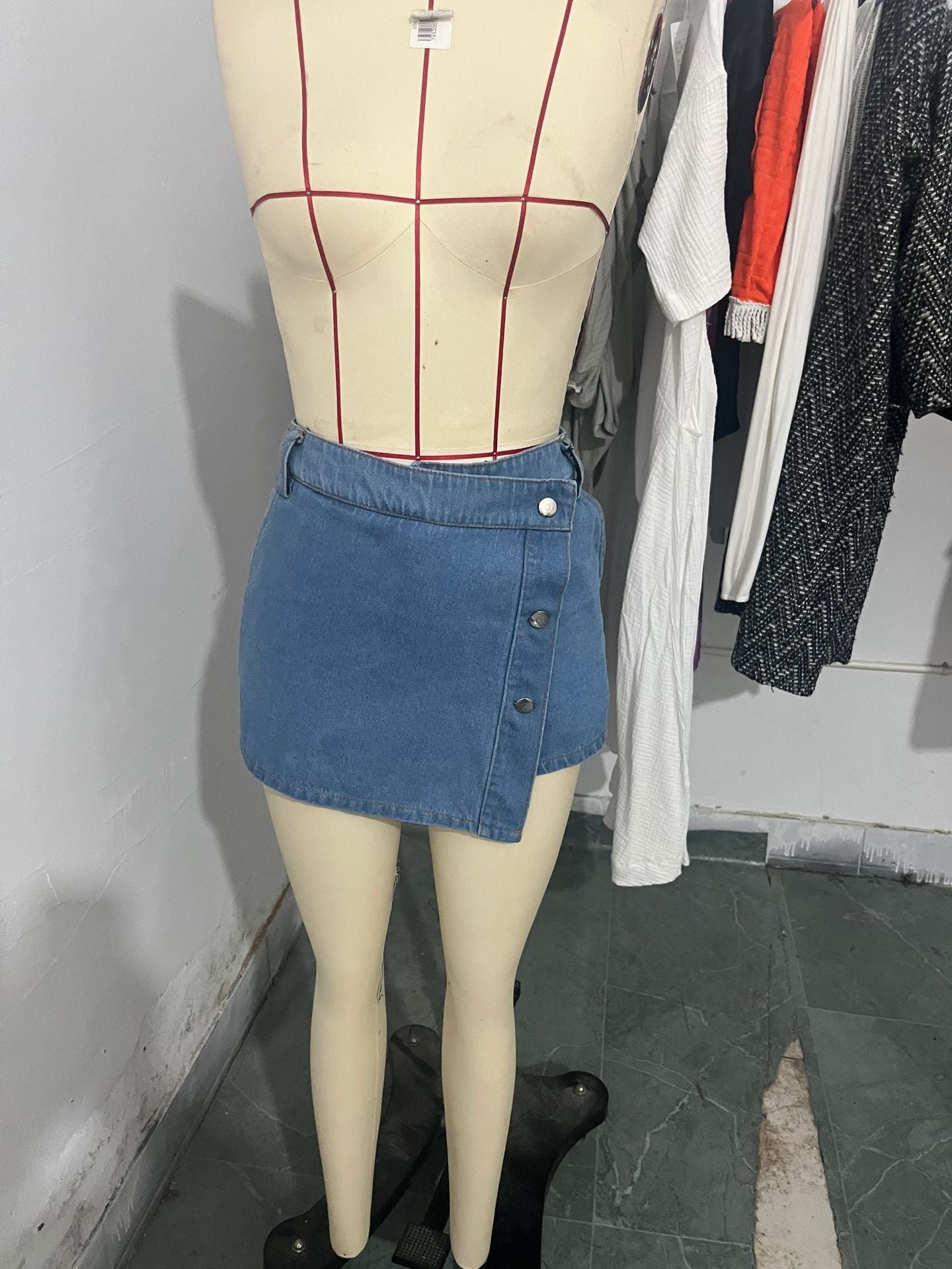 Fashionable Sexy Denim Irregular Women's Short Skirt Culottes 9