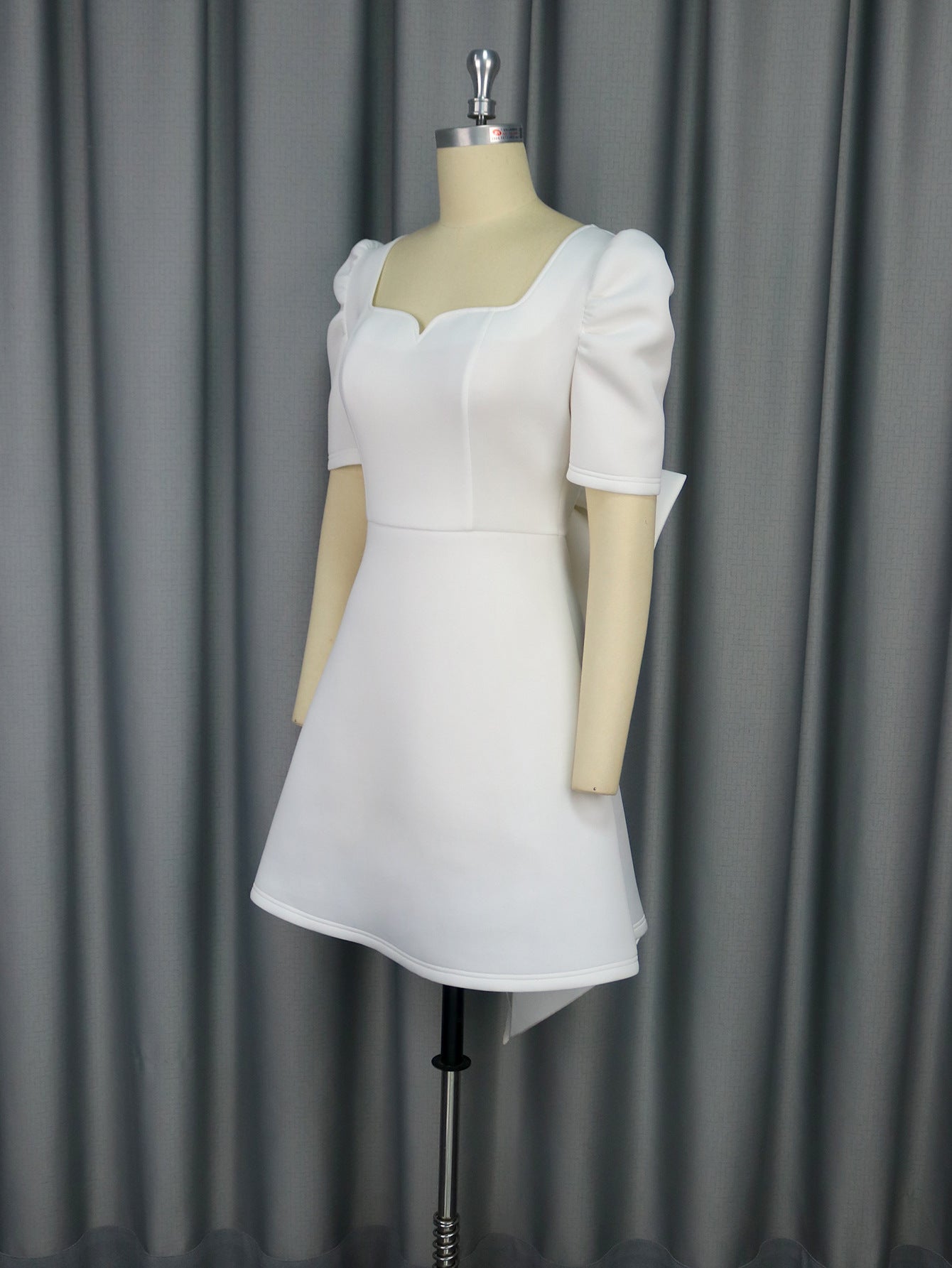 Women Summer Elegant Square Neck Party Formal Party Bowknot Backless Dress 9