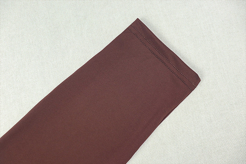 Fashion One-Shoulder Solid Pants Set Slash Shoulder Lace-Up Top Tight Fitting Pants Two-Piece Set 19